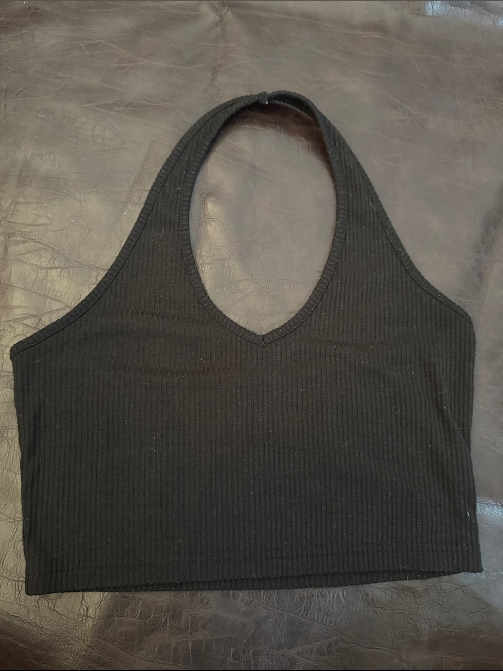 Black Ribbed Halter Crop Top 27.B